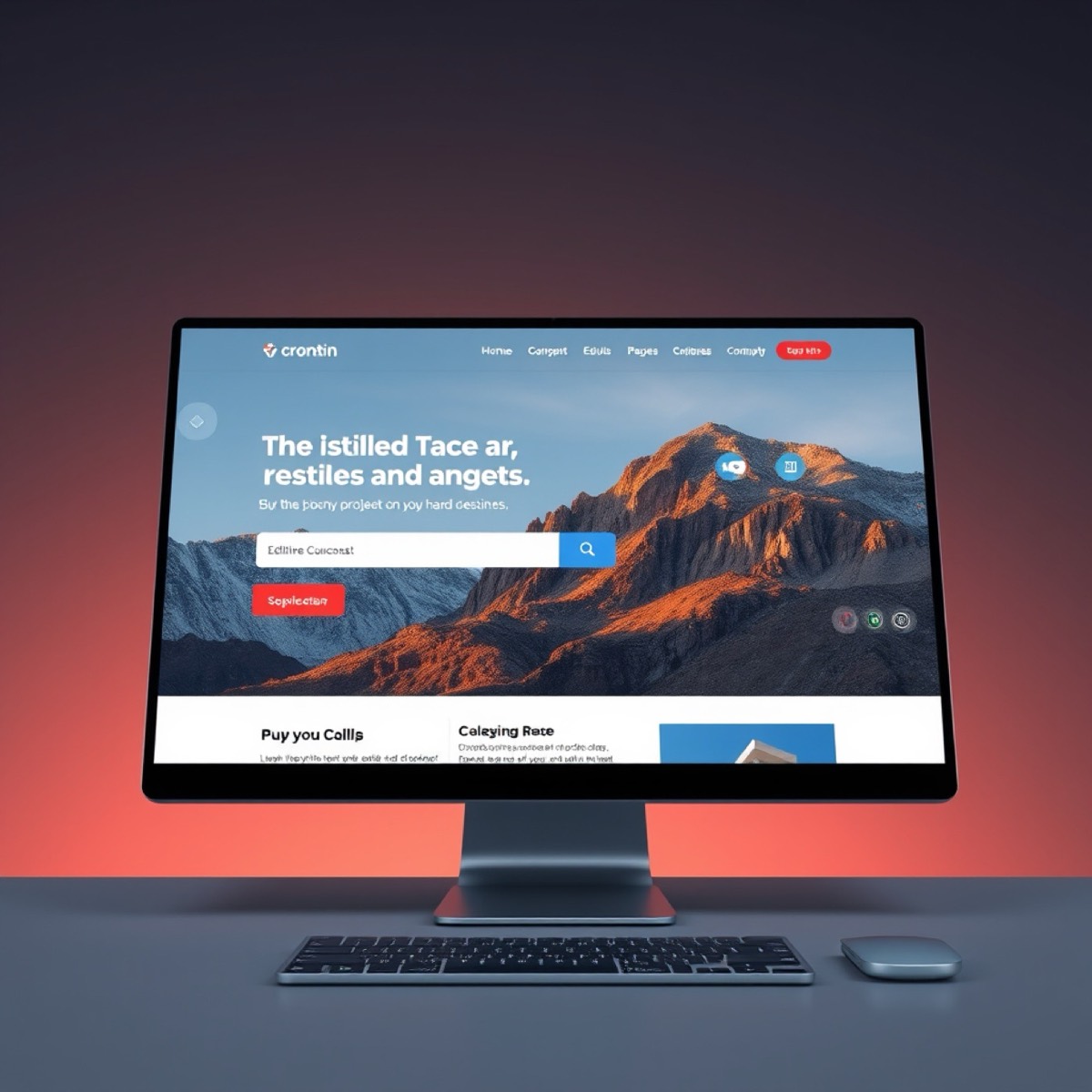 A computer screen with a website template