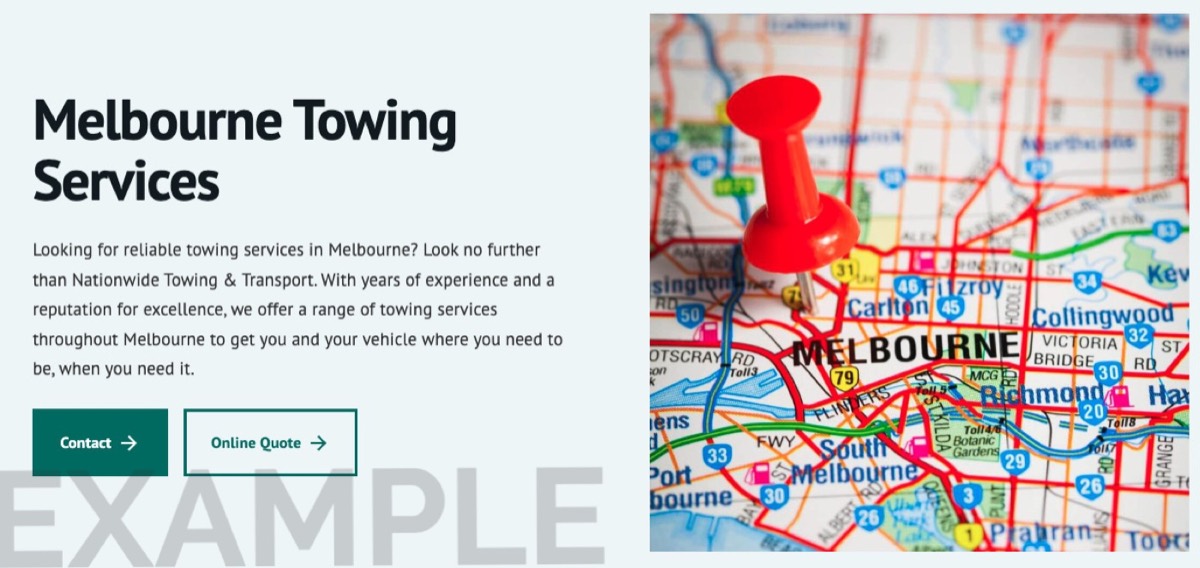 example of location specific web page