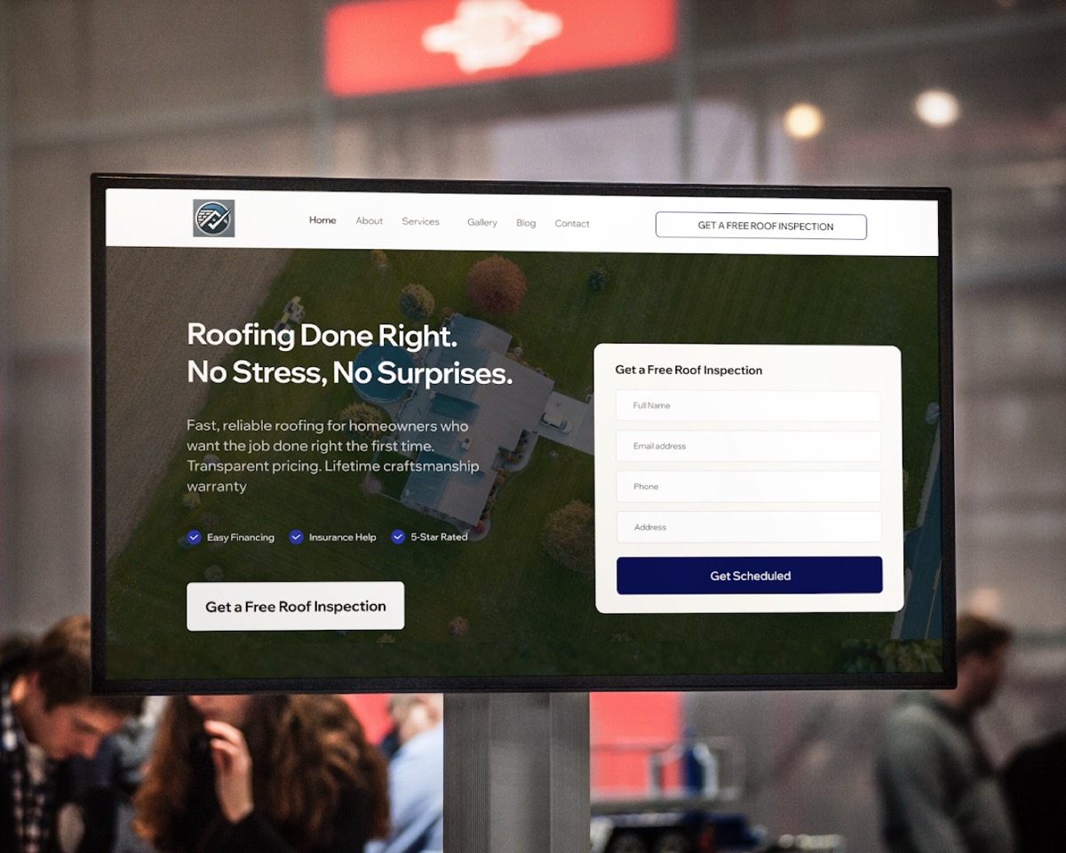 Showing a good form example for a roofing website