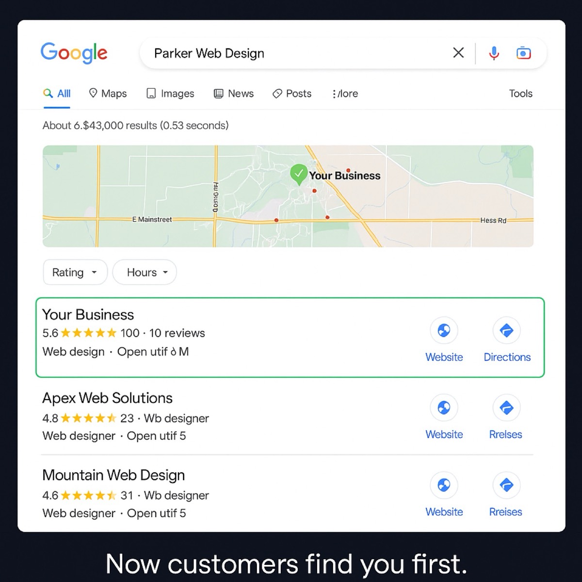 Example of map pack ranking in parker, colorado
