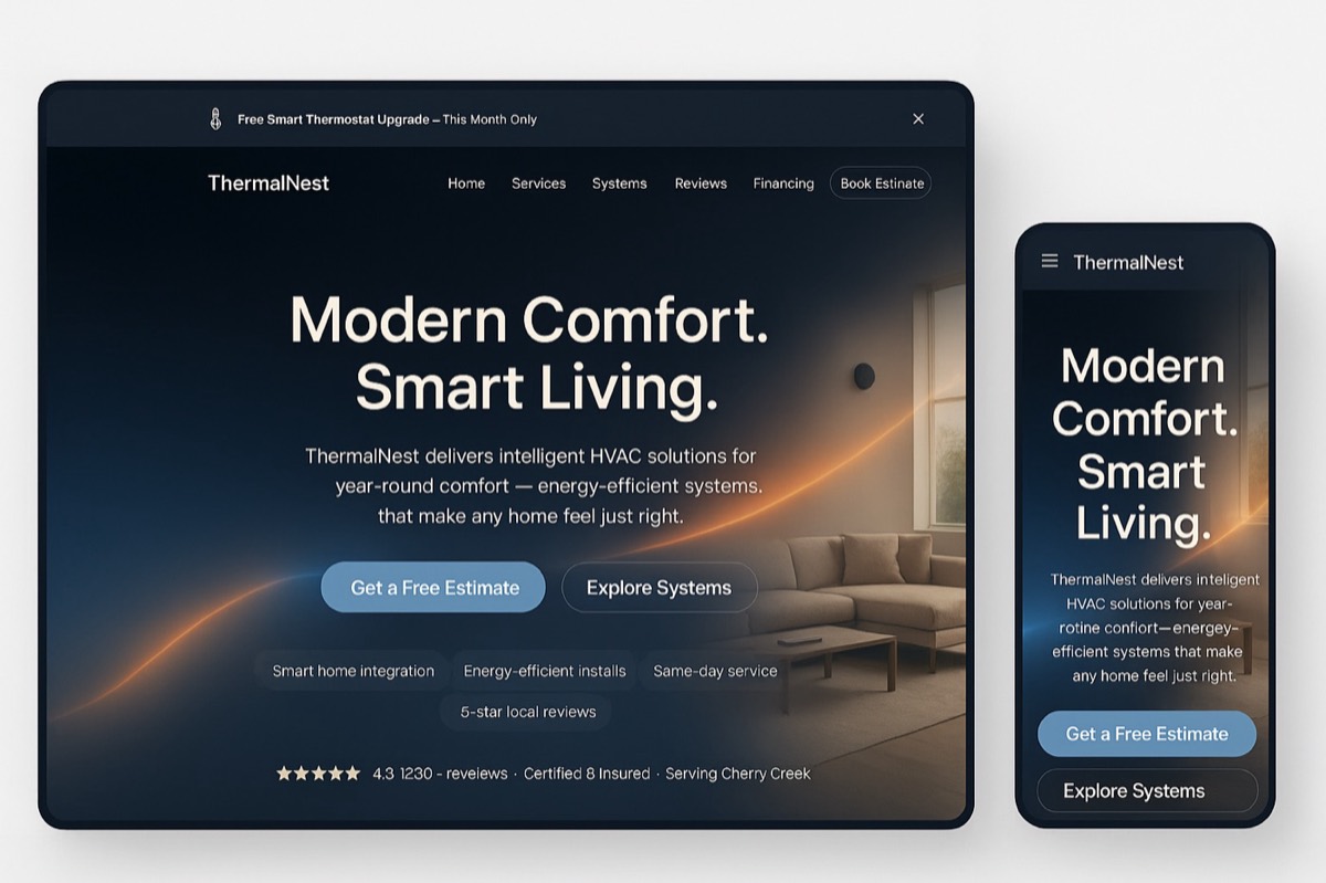 Web design mock up for a local business in parker co