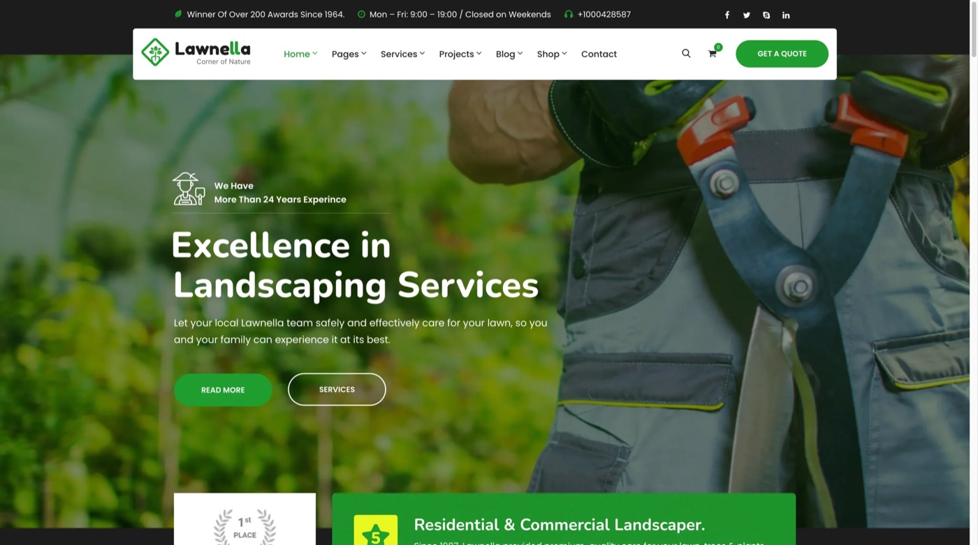 Example of a landscaping website that converts