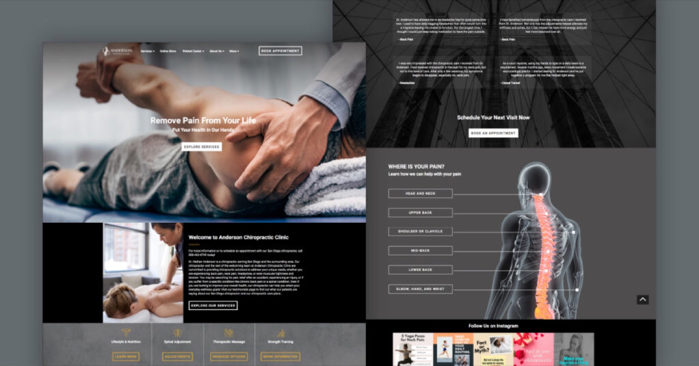 castle rock chiropractor website example that converts