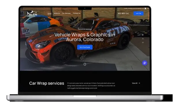 Car wrap and tint website built for a Colorado business