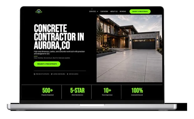 Concrete website built for a Colorado business