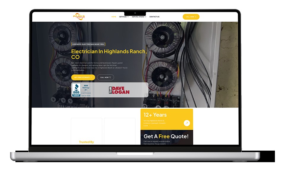 Electrician website built for a Highlands Ranch contractor