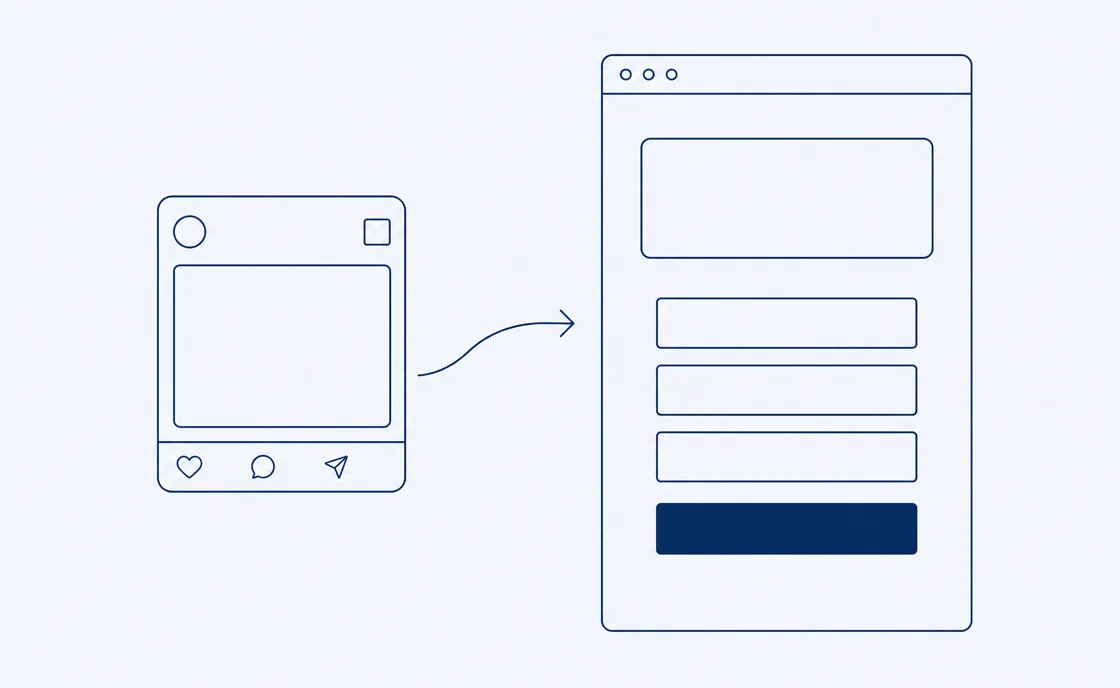 An advert leading to a dedicated landing page with a form, shown as an illustration