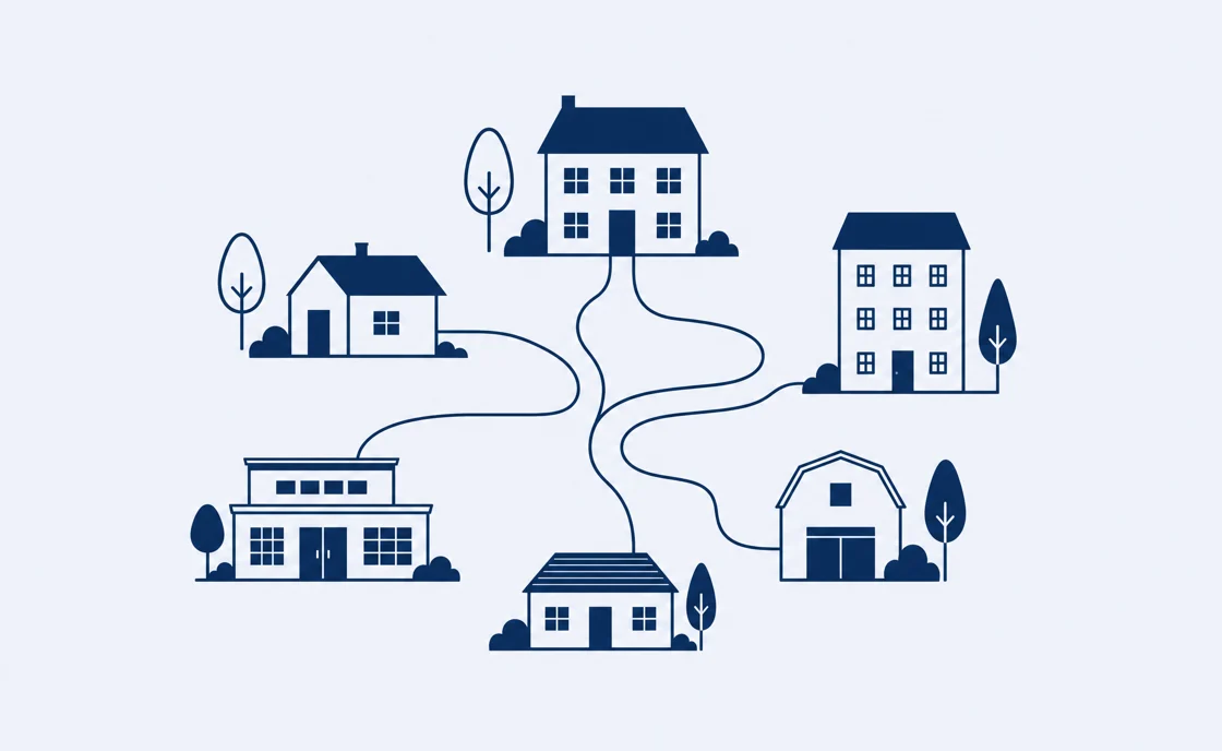 A page for each town covered, shown as an illustration